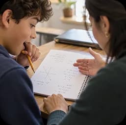 A student working through a problem with a tutor